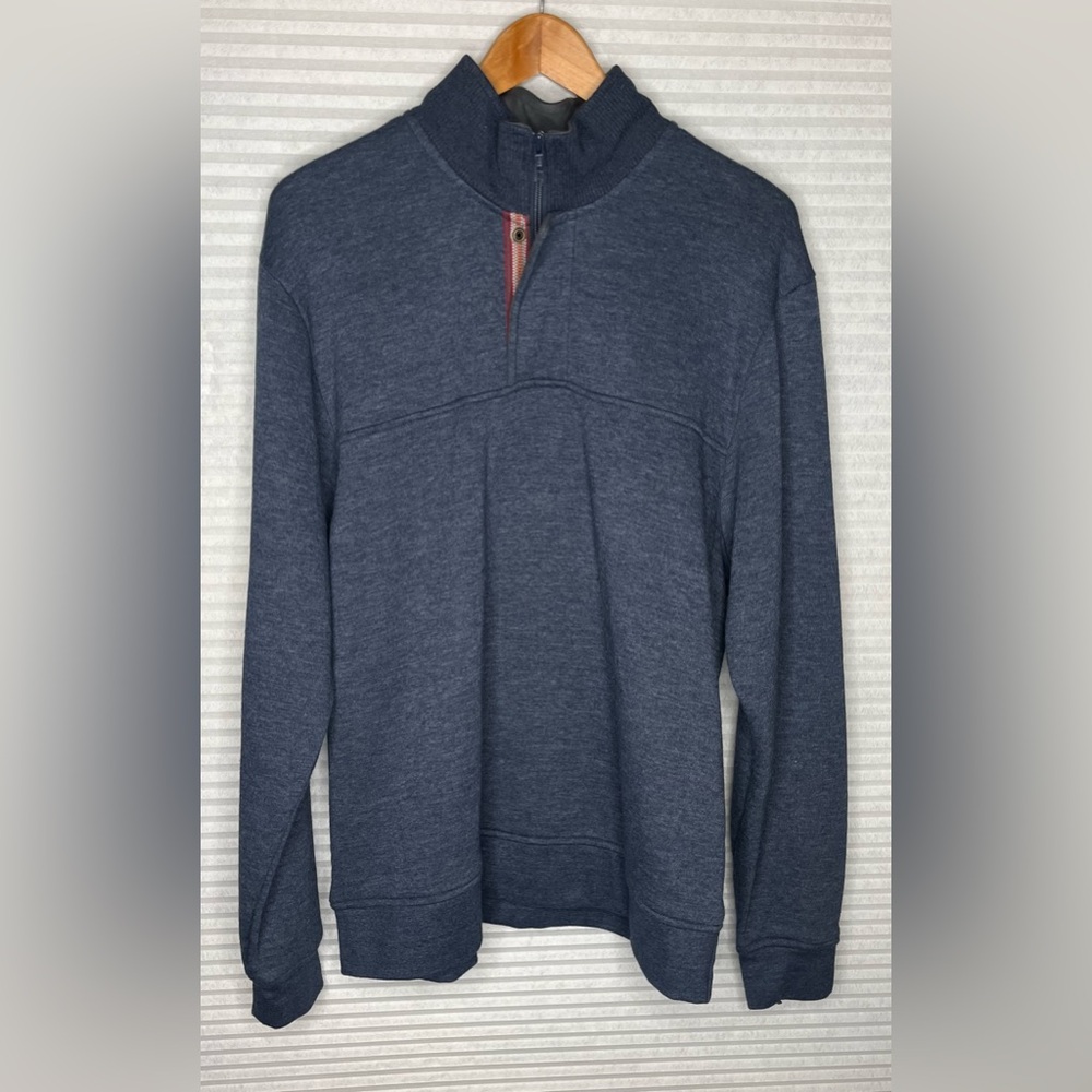 Orvis Men's Pullover Sweatshirt Fleece Lined Quarter Zip Outdoor Size L Blue